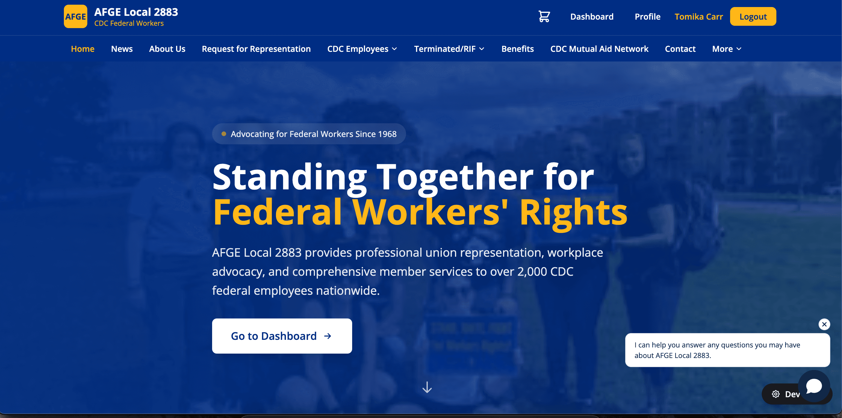 AFGE Local 2883 homepage